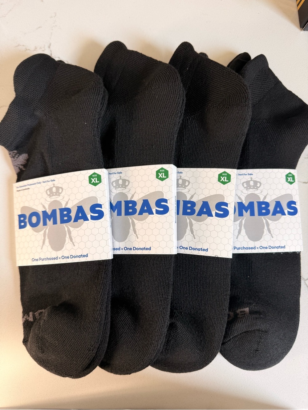 Bombas Black Athletic Socks - 4 Pack size XL